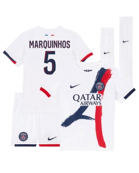 Paris Saint-Germain Marquinhos #5 Maglia Gara Trasferta Repliche 2025-26 Bambino Maniche Corte